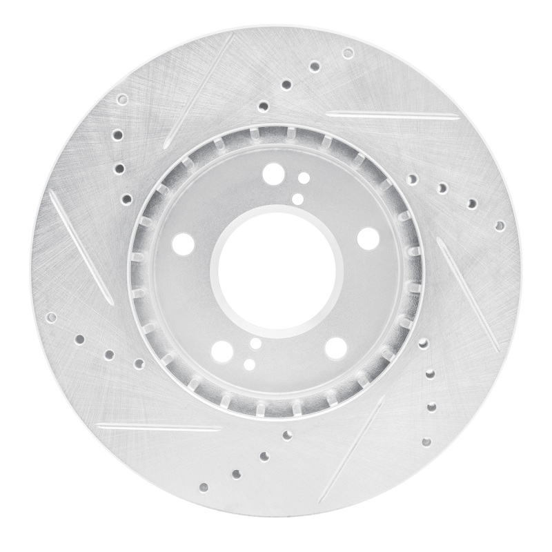Hyundai XG350 Brake Rotor (1) - Front Right - R1 Concepts - Drilled & Slotted - Silver - `01-`03